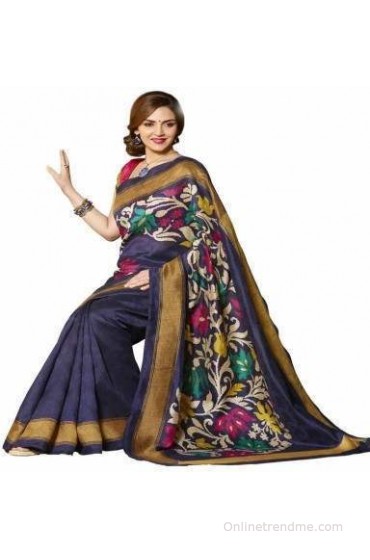 The Designer House Printed Mysore Handloom Art Silk Sari The Designer House Printed Mysore Handloom Art Silk Sari